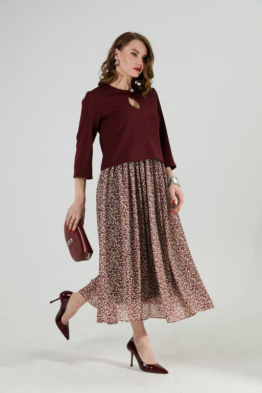 Платье NIKVA н1009-1 бургунди и цветы на винном фоне  фото 5