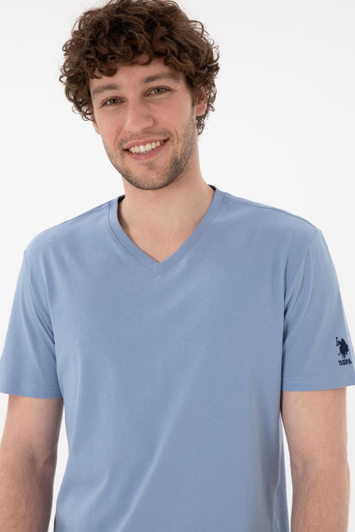 Erkek Regular Fit V Yaka Mavi Basic Ti__rt Sepette S_rpriz _ndirim - U.s. polo assn фото 3