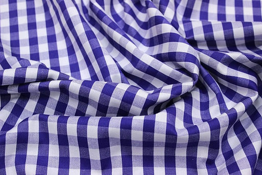 Перкаль пестротканый блузочно-сорочеч. Средняя сине-белая клетка, ВИД2, ш.1.53м, хл-100% - Купава фото 4