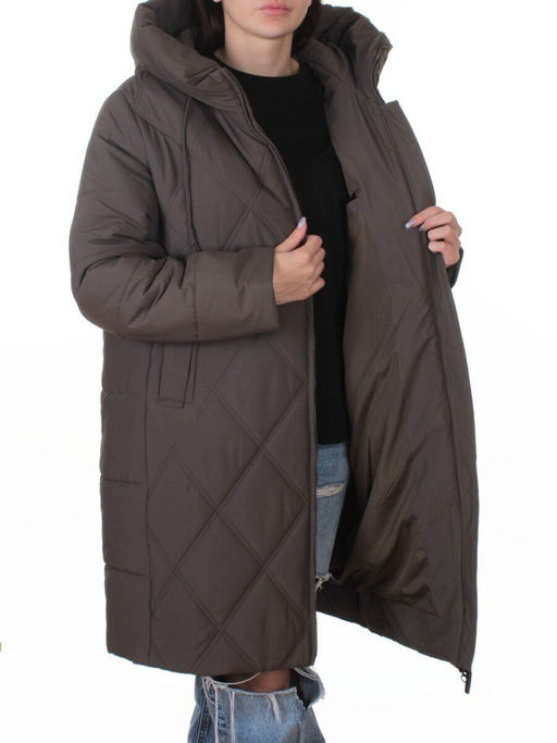 A612 GRAY/BROWN Куртка зимняя женская (верблюжья шерсть, 120 гр. холлофайбер)