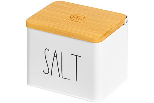Емкость для хранения 1,5 л 14*11*11 см SALT с деревянной крышкой, белая - Elan gallery фото 6