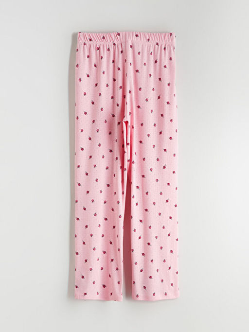 Beli Lastikli ?i?ekli Kad?n Pijama Alt