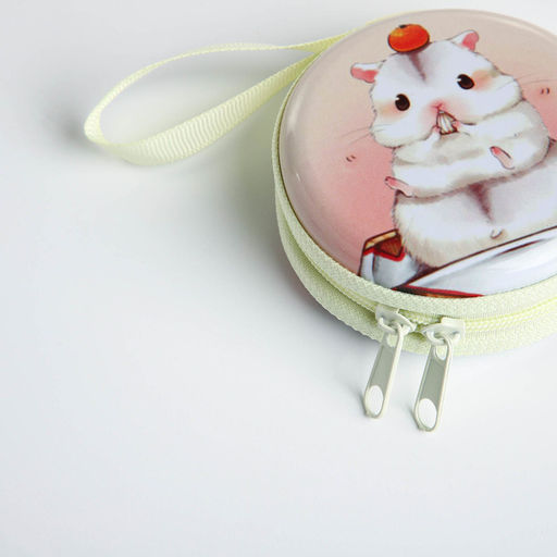 Футляр для монет, наушников «Хомячок с мандаринкой», на молнии, белый