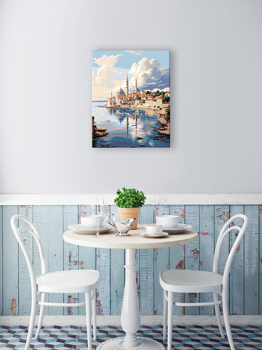 ФРЕЯ PNB/PL-366 Набор для раскрашивания по номерам 50 х 40 см Городской пейзаж у моря