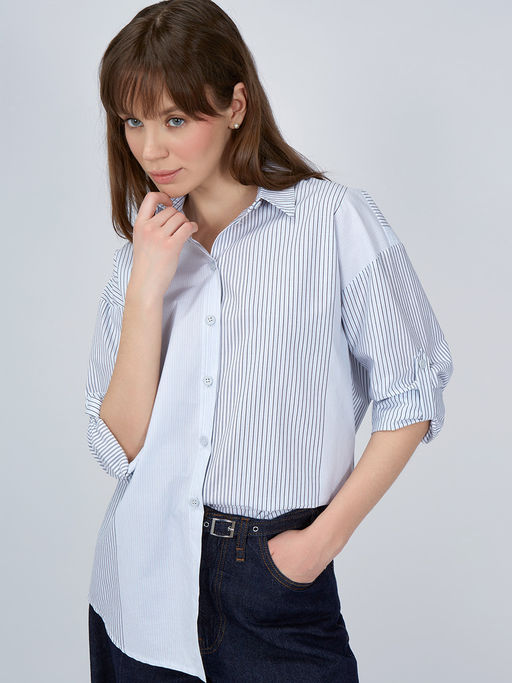 Рубашка полоса OD-918-1 серо-голубая - Tantino фото 11