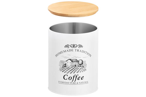 Набор 2 банок д/хранения 1,1 л 11*11*13,8 см "Coffee", с бамбук.крышками