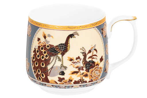 Кружка 500 мл 13,5*10*9 см Павлин на бежевом NEW BONE CHINA - Elan gallery фото 4