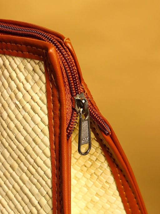 Сумка плетёная на молнии из пандана, 35×12×40 см, бежево-коричневая