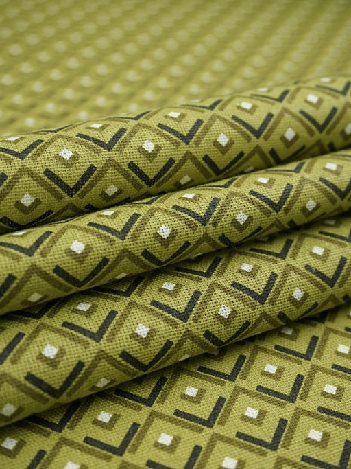 Бязь "Геометрия - уголки" цв.св.оливково-зеленый, ш.1.5м, хлопок-100%, 120гр/м.кв
