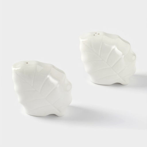 Набор фарфоровый для специй на бамбуковой подставке BellaTenero Листья, 4 предмета: солонка 120 мл, перечница 120 мл, салфетница, подставка, белый  фото 6