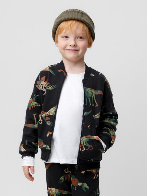 КР 301856/черный,динозавры жакет (бомбер) для мал