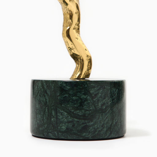 Фигура на подставке «Птица на ветке», мрамор, латунь, 16×8×24 см