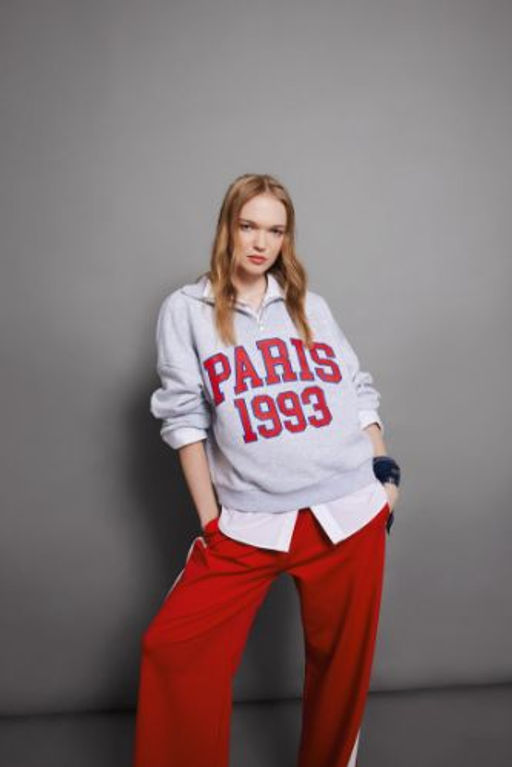 Coool Oversize Genis Kal?p Yar?m Fermuarl? Bask?l? Kal?n Sweatshirt
