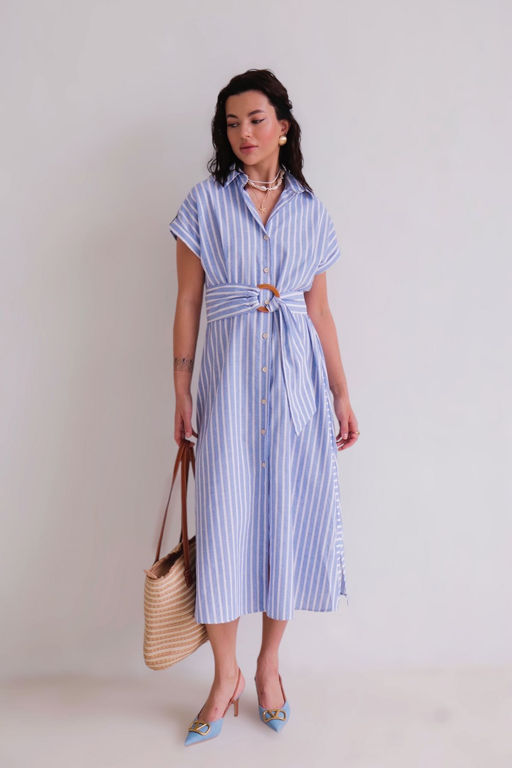 Martichelli Платье-рубашка в голубую полоску  фото 13