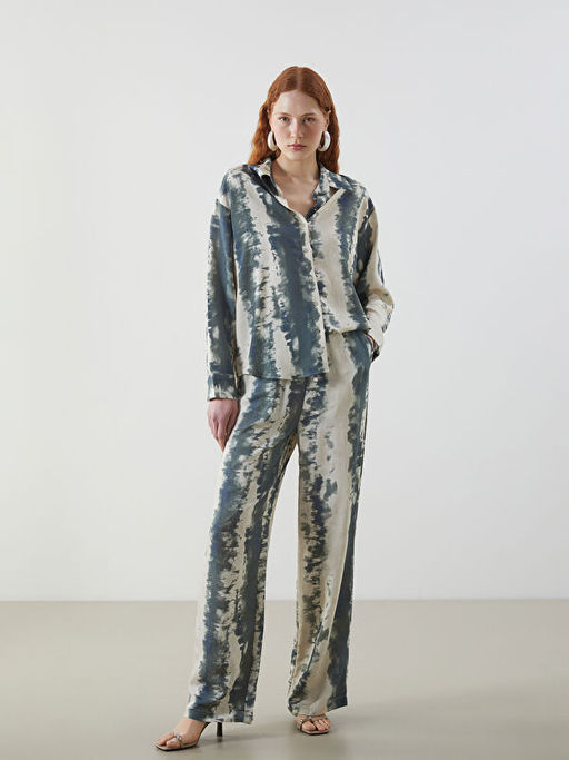 Beli Lastikli Batik Desenli Kad?n Pantolon