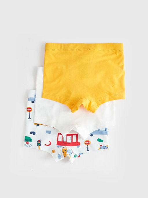 Beli Lastikli Bask?l? Erkek Bebek Boxer 3l? - Waikiki фото 2