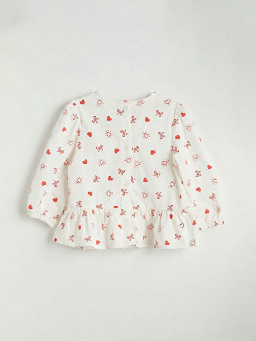 K?z Bebek Desenli Bluz ve Jean Pantolon