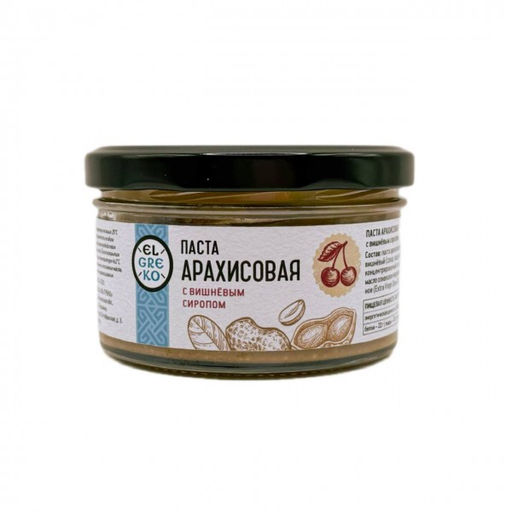 El Greko. Паста арахисовая с вишневым сиропом, стекл.банка, 150г