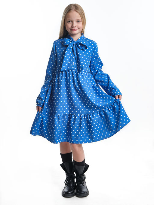 Платье подростковое в горох UD 7014 св.голубой горох - Mini maxi фото 24