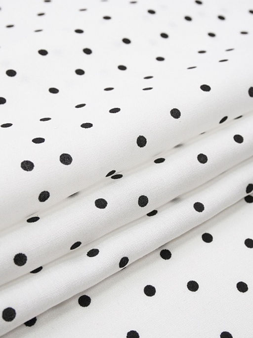 Штапель Россыпь черного гороха (3.5мм) цв.белый, ш.1.45м, вискоза-100%, 90гр/м.кв - Купава фото 5