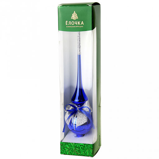 Елочная игрушка верхушка стеклянная "Лучик" h25,5см, ручная художественная роспись, цвета микс, подарочная упаковка (Россия)