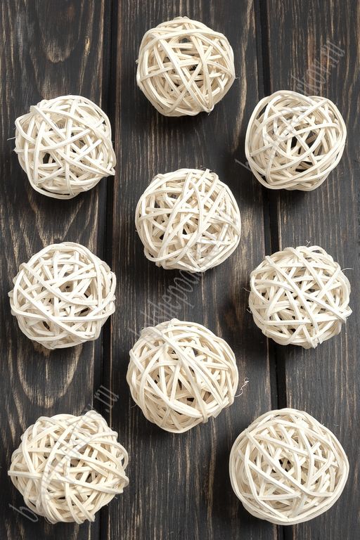 Декор шарик Китте из ротанга 8 см (5 шт) SF-3142, кремовый