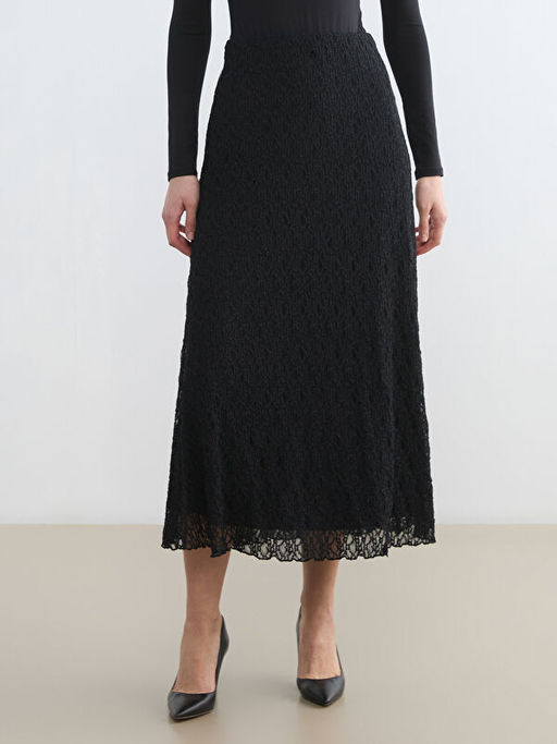 Beli Lastikli Dantelli Etek