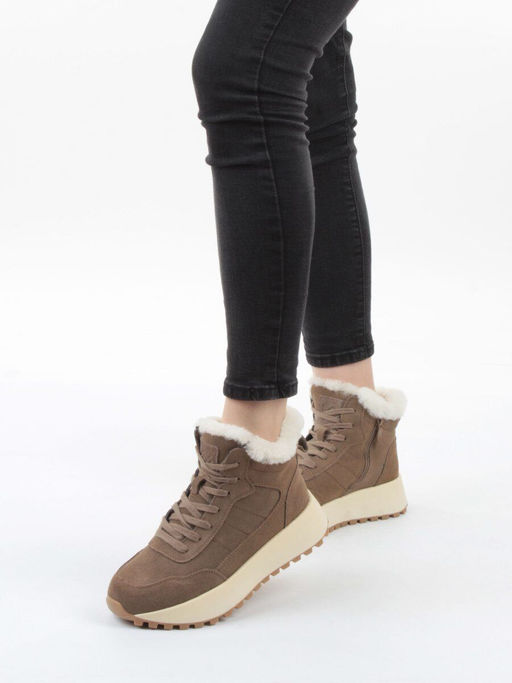 04-PAML08-2Z BROWN Ботинки зимние женские (натуральная замша, 100% шерсть, натуральный мех) - Фабричный китай фото 2