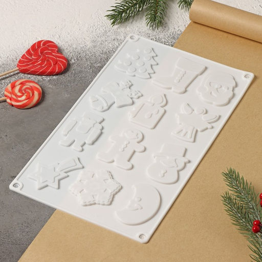 Форма для кондитерских украшений Доляна Новый год, 29.3?17.3 см, 12 ячеек, силикон