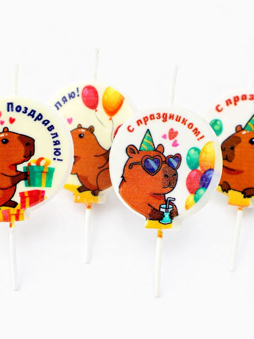 Набор свечей на шпажке "Капибара" 4 шт