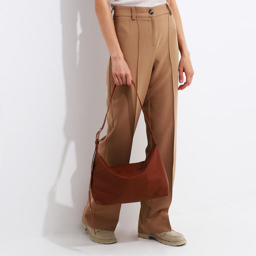 Сумка женская багет на молнии, 32×14×22 см, коричневая