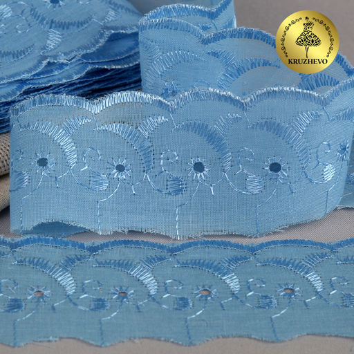 Кружево шитье арт.ТСВ-20S1 (2194) шир.5см цв.182 голубой 100% п/э, уп.13,71м
