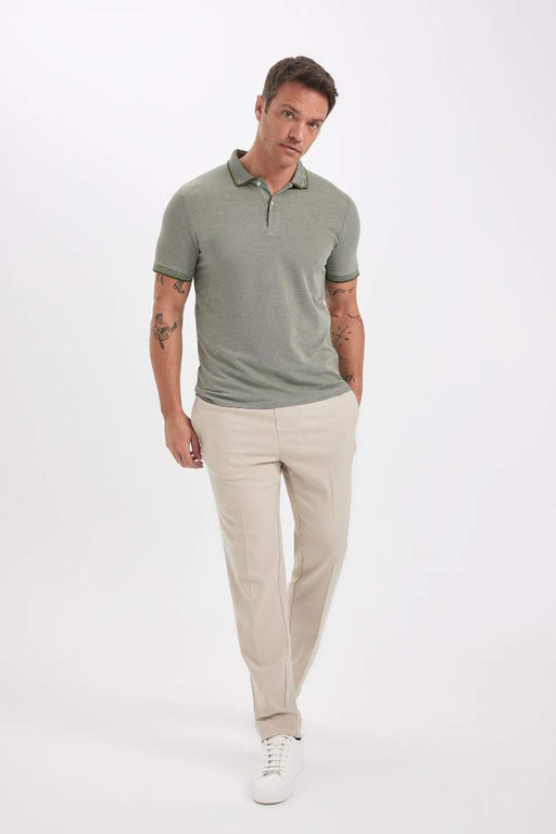 Slim Fit Dar Kesim K?sa Kollu Pamuklu Polo Tisort - Defacto фото 11