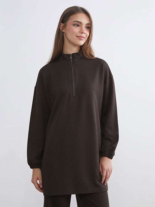 Dik Yaka Oversize Kad?n Sweatshirt Tunik