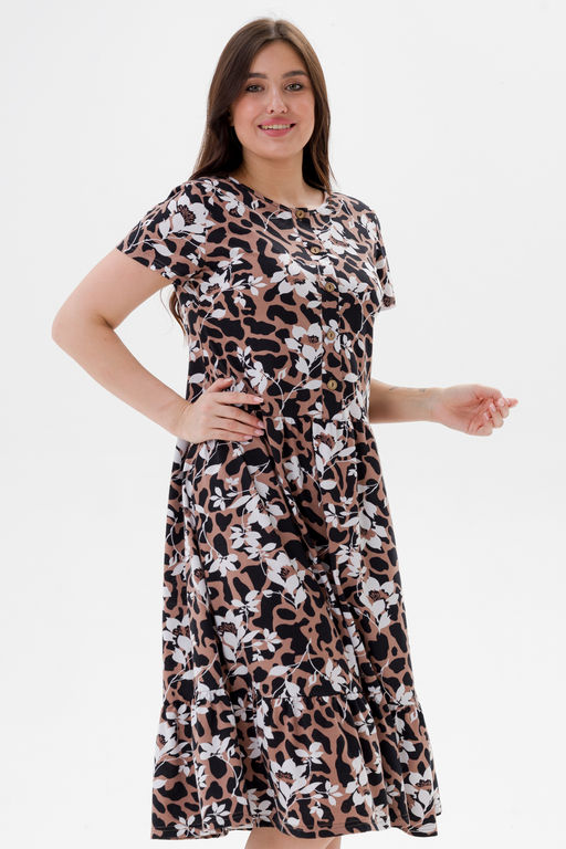 Платье женское из кулирки Кармелита 2 цветок кофе - Амадэль фото 6