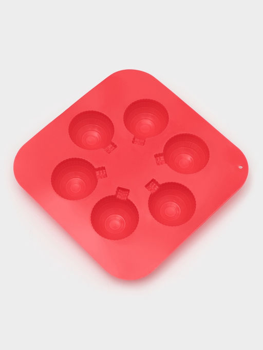 Форма для шоколада новогодняя Доляна Шар, силикон, 15?15?2 см, 6 ячеек d=3.7 см, цвет красный