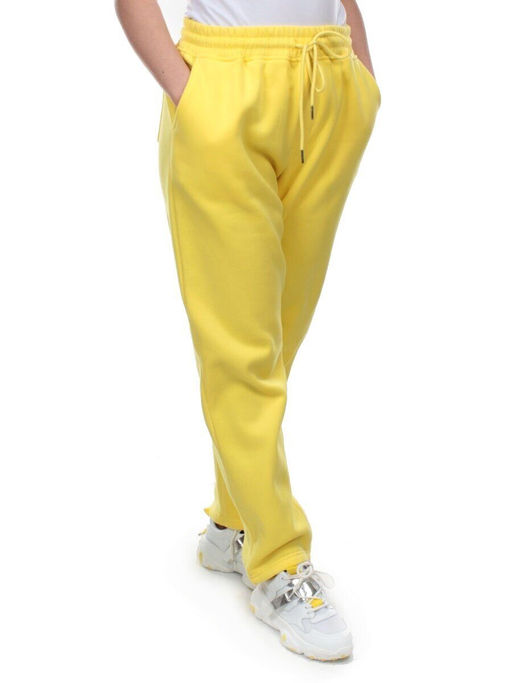 M055 YELLOW Брюки спортивные женские на флисе (100% хлопок) 7986