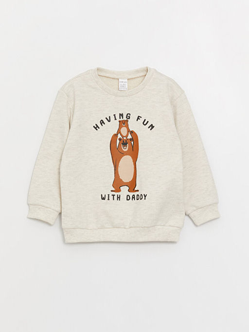 Bisiklet Yaka Uzun Kollu Bask?l? Erkek Bebek Sweatshirt ve Pantolon 2li Tak?m - Waikiki фото 2