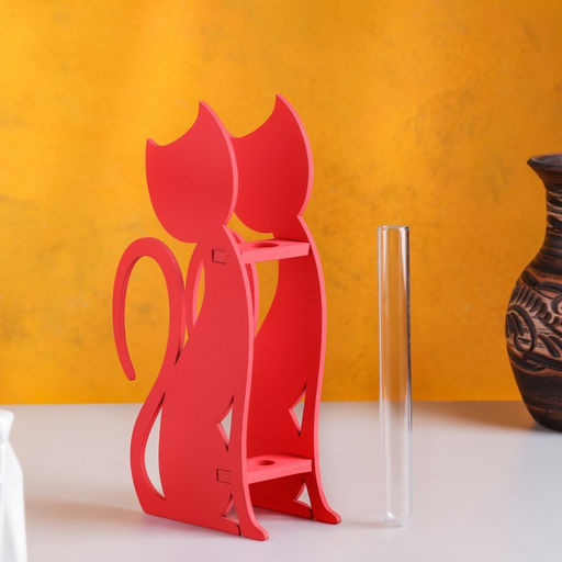 Кашпо деревянное 135.224.5 см с 1 колбой Кошка, розовый Дарим Красиво  фото 4