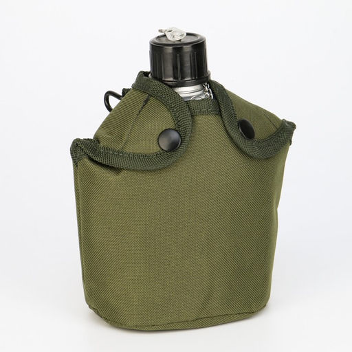 Фляжка армейская походная Adventure 0.8 л для воды, с котелком, металл, зелёный чехол