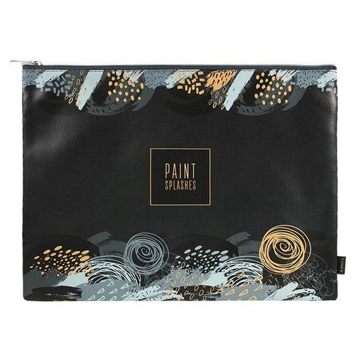 Папка 1 отделение А4 LOREX SPLASHES черная, молния сверху, искусственная кожа, для девочек