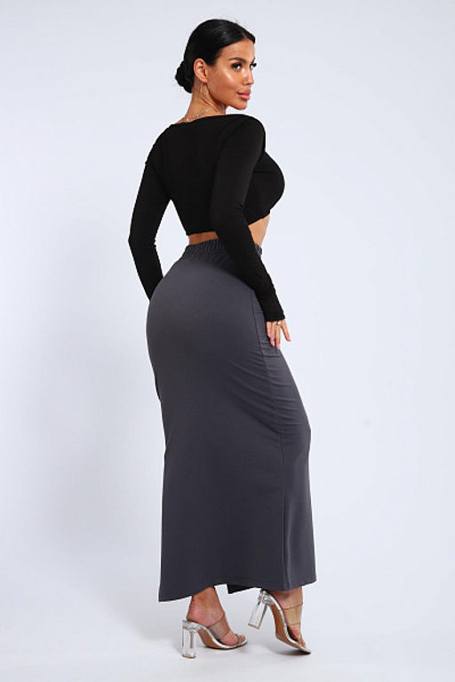 Юбка, футер (01056, черный макси) - Плиона фото 56