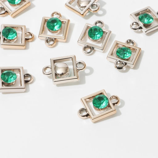 Коннектор «Квадрат» 2.3×1.5×0.6 см, (набор 10 шт.), цвет зелёный в золоте