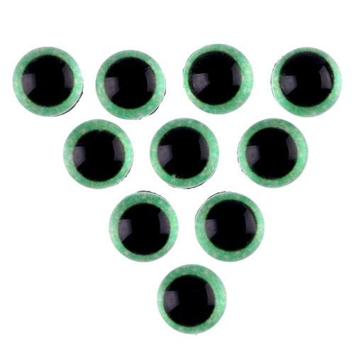 Глаза на клеевой основе, набор 10 шт., размер 1 шт. 8 мм, цвет зелёный с блёстками - Школа талантов фото 2