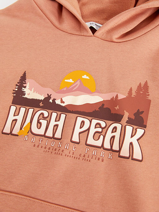 Kap??onlu Bask?l? Uzun Kollu K?z ?ocuk Sweatshirt - Waikiki фото 3