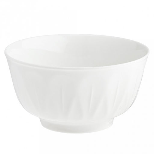 "Роса" Салатник фарфоровый 630мл, д13,8см, h7,4, рифленый борт, белый (Китай)