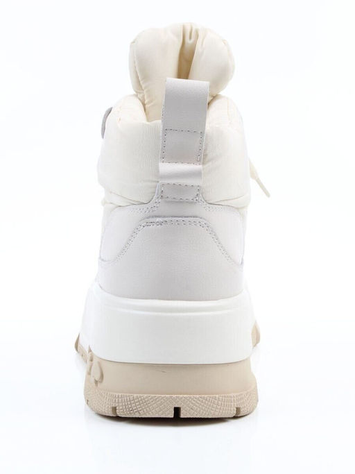 04-WG039-2M WHITE/BEIGE Ботинки зимние женские (натуральная кожа, курточная ткань, 100% шерсть)