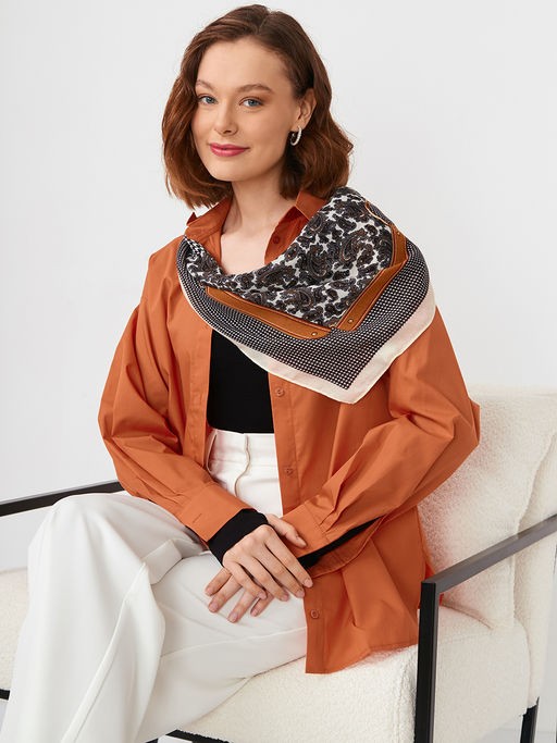 Большой, мягкий, тонкий и очень нежный двусторонний платок с рисунком. - Tantino фото 3