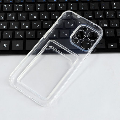 Чехол iBox Crystal, для телефона iPhone 14 Pro Max, силиконовый, кардхолдер, прозрачный