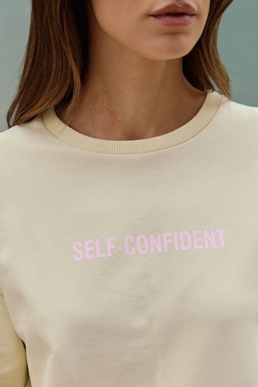 Лонгслив оверсайз с принтом SELF CONFIDENT